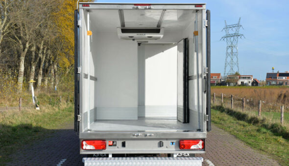 Isolated truck body on a Mercedes Sprinter with Thermoking cooling