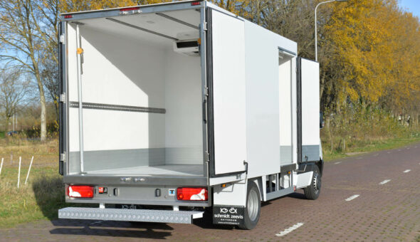 Isolated truck body on a Mercedes Sprinter with Thermoking cooling