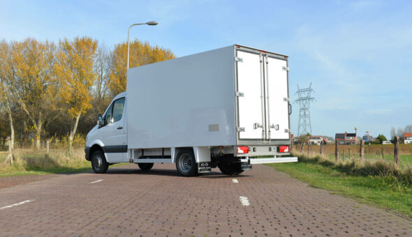 Isolated truck body on a Mercedes Sprinter with Thermoking cooling