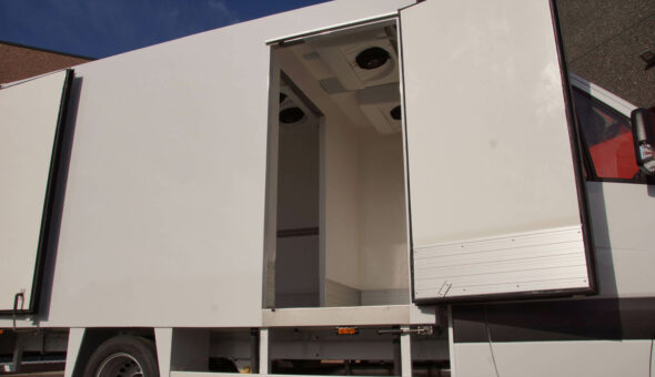 Isolated truck body on a Mercedes Sprinter with Thermoking cooling